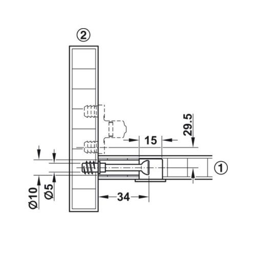 Thông số ốc liên kết 15/23 Hafele 262.26.536