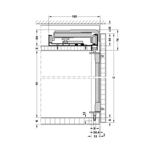 Thông số phụ kiện cửa trượt bằng mặt Hafele 406.11.224