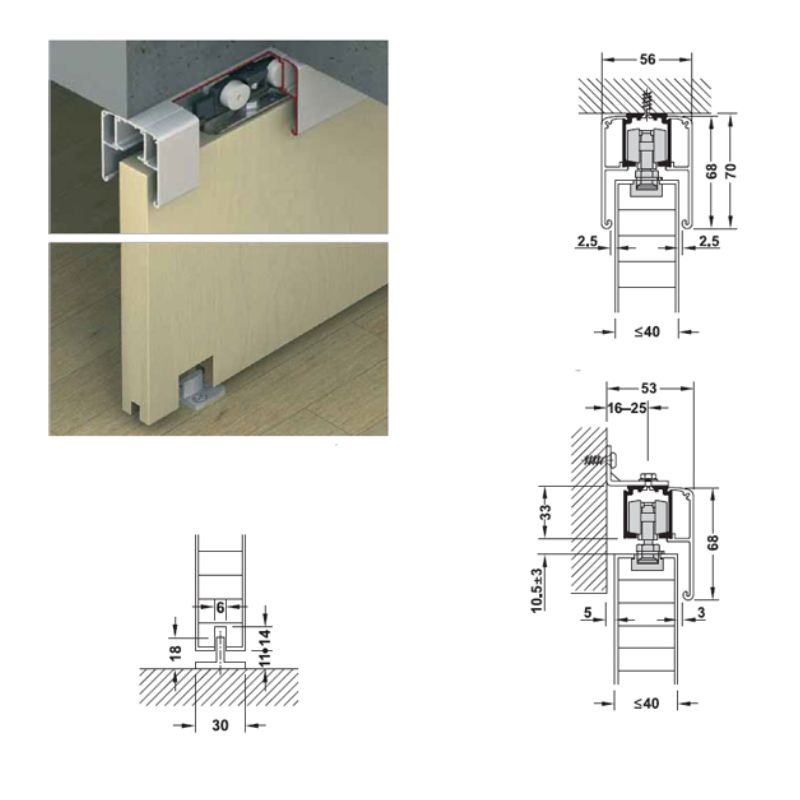 Thông số phụ kiện cửa trượt Slido Classic Hafele 941.02.046 Thông số phụ kiện cửa trượt Slido Classic Hafele 941.02.046