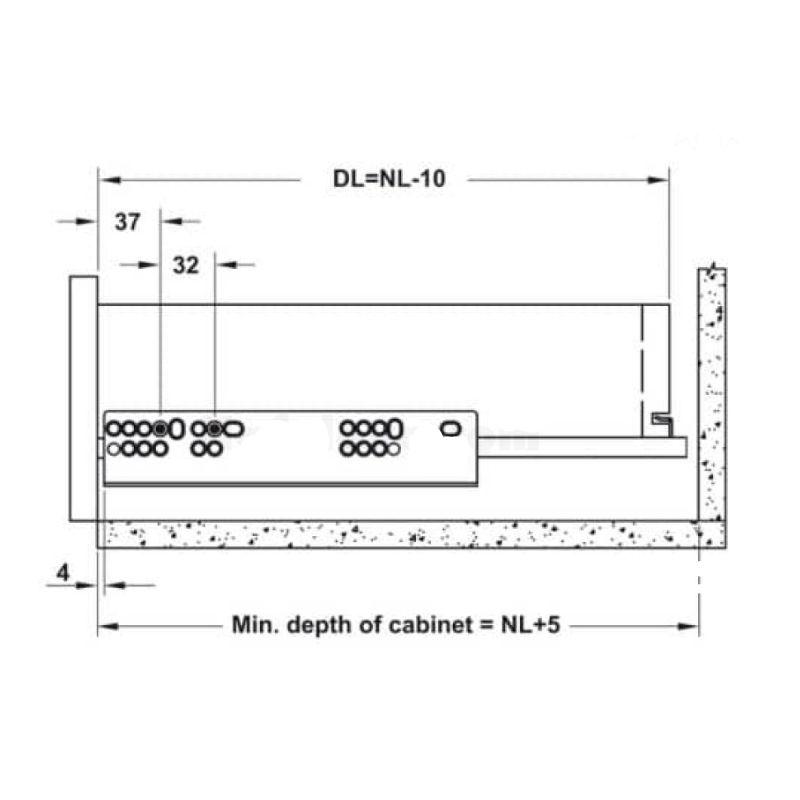 Thông số ray âm EPC EVO Hafele 433.32.512 Thông số ray âm EPC EVO Hafele 433.32.512