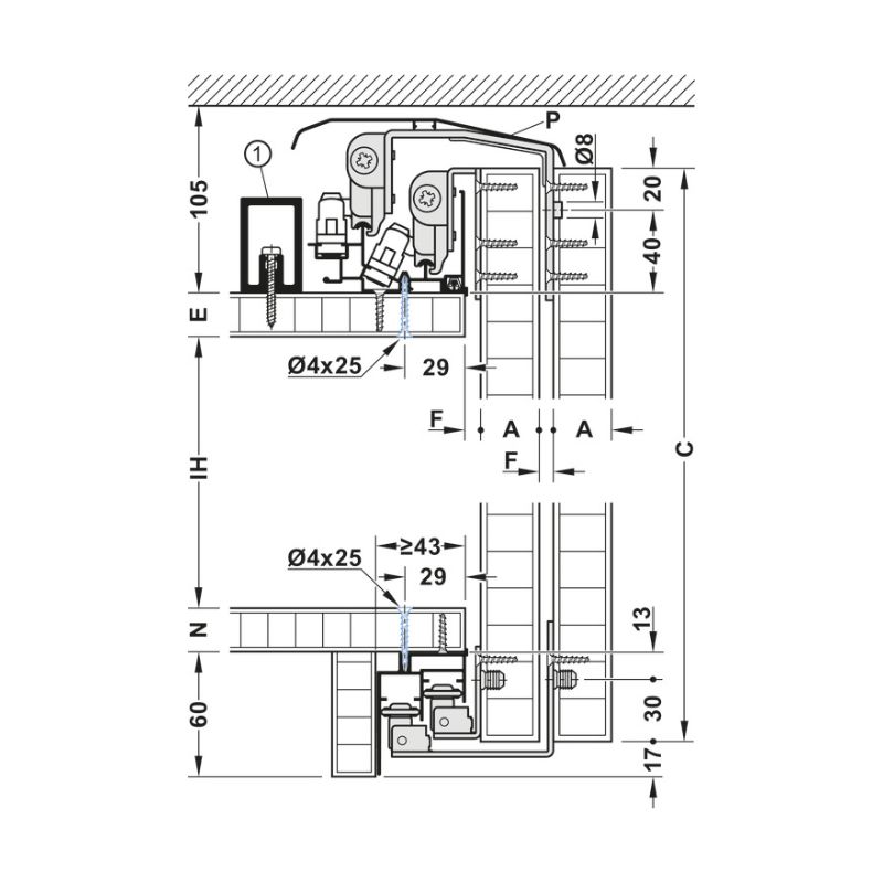 Thông số ray dẫn hướng đôi Slido F-Line44 80A Hafele 406.78.713 Thông số ray dẫn hướng đôi Slido F-Line44 80A Hafele 406.78.713