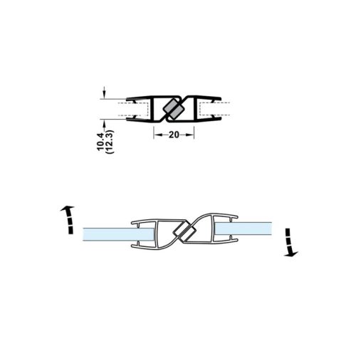 Thông số ron cửa kính nam châm Hafele 950.50.039