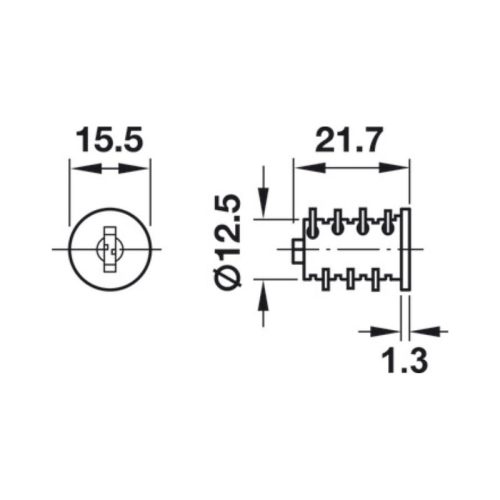 Thông số ruột khóa Symo màu đen Hafele 210.40.310