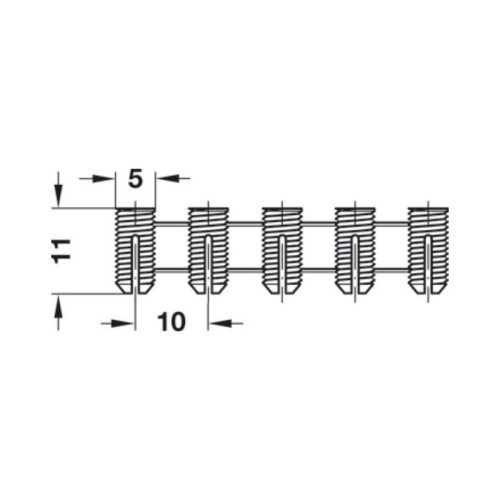 Thông số tắc kê nhựa 5x11mm Hafele 042.98.060