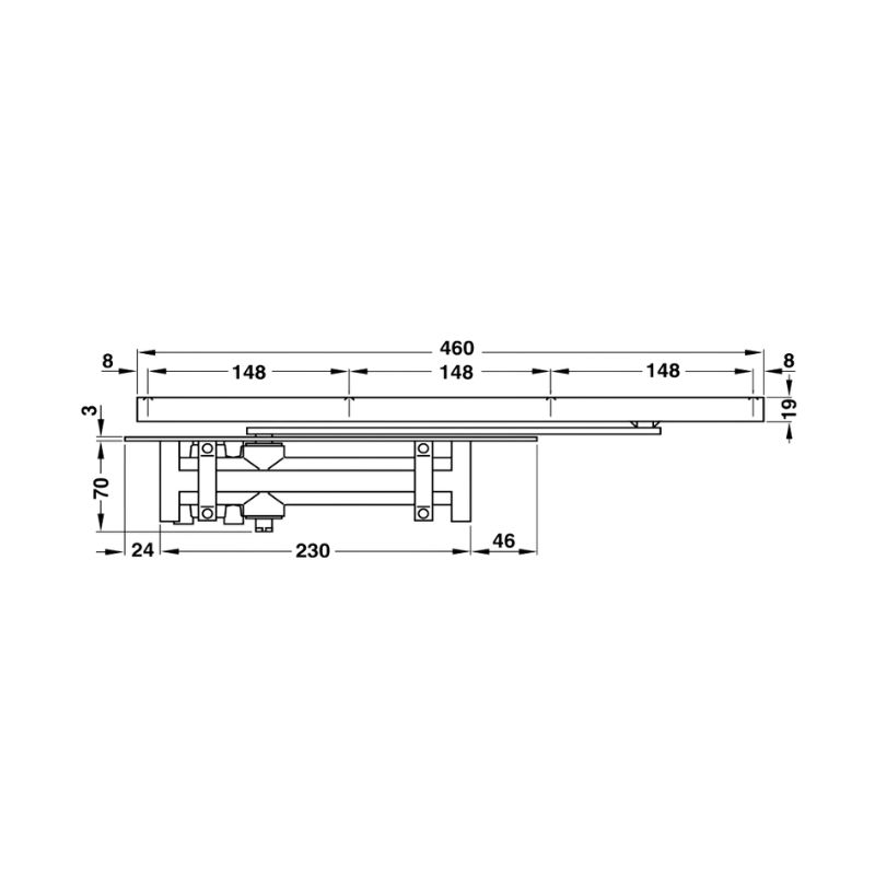 Thông số tay đẩy hơi cùi chỏ lắp âm Hafele 931.84.087 Thông số tay đẩy hơi cùi chỏ lắp âm Hafele 931.84.087
