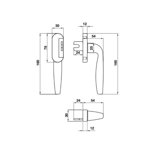 Thông số tay nắm cửa nhôm HL859 Hafele 974.31.415