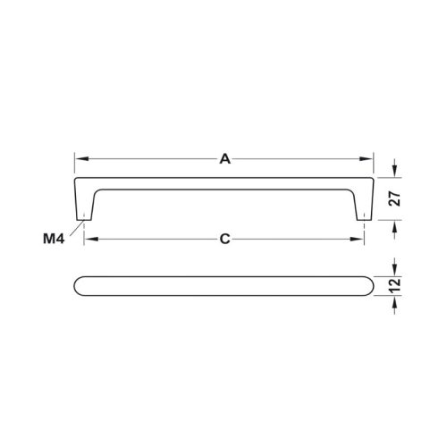 Tay nắm tủ 172mm H2125 Hafele 106.69.030 4 Thông số tay nắm tủ 172mm H2125 Hafele 106.69.030