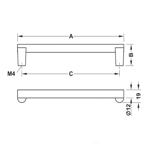 Thông số tay nắm tủ 175mm H2120 Hafele 106.69.020