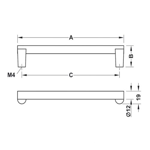 Tay nắm tủ 175mm H2120 Hafele 106.69.022 4 Thông số tay nắm tủ 175mm H2120 Hafele 106.69.022