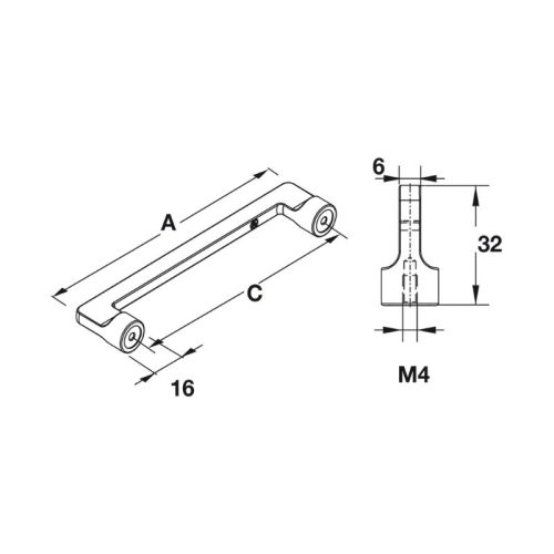 Thông số tay nắm tủ 176mm Hafele 106.61.224