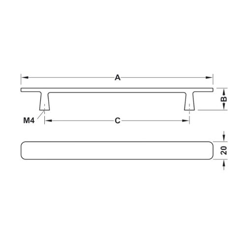 Thông số tay nắm tủ 213mm H2115 Hafele 106.69.011