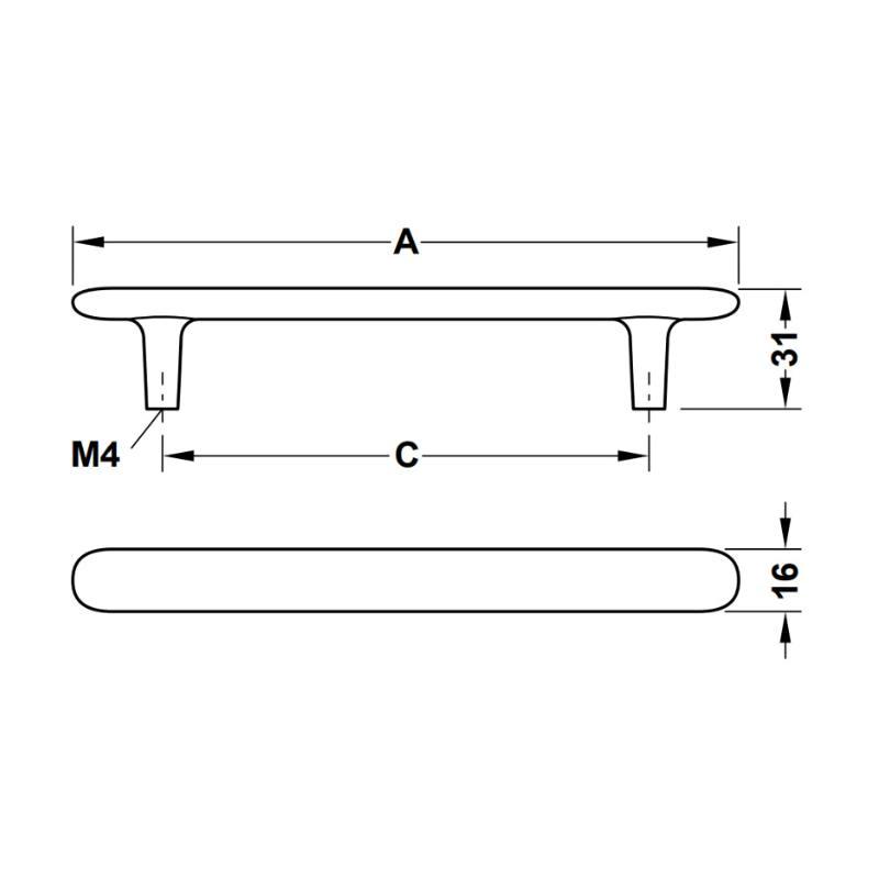 Thông số Tay nắm tủ Hafele 106.70.103 Thông số Tay nắm tủ Hafele 106.70.103