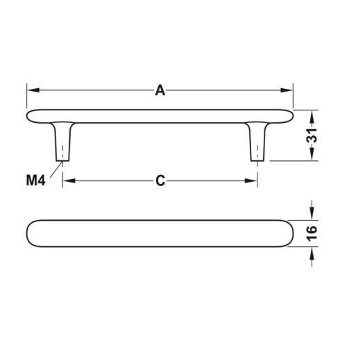 Tay nắm tủ Hafele 106.70.104 3 Thông số Tay nắm tủ Hafele 106.70.104