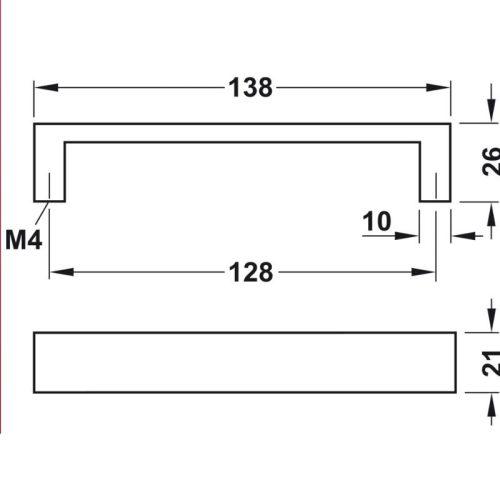 Tay nắm tủ Hafele 110.73.904 3 Thông số Tay nắm tủ Hafele 110.73.904