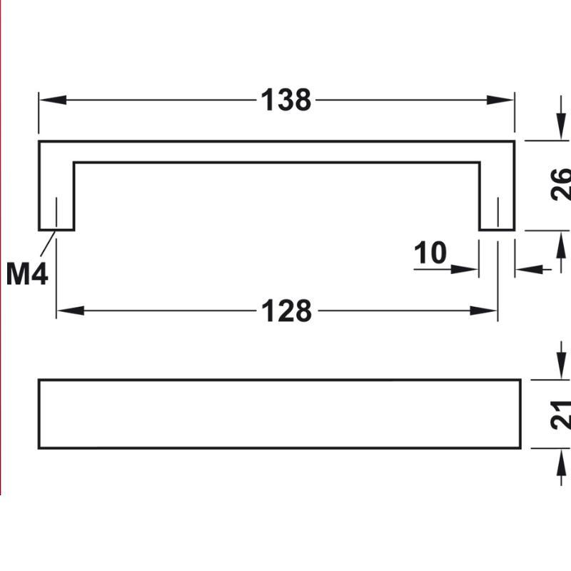 Thông số Tay nắm tủ Hafele 110.73.904 Thông số Tay nắm tủ Hafele 110.73.904