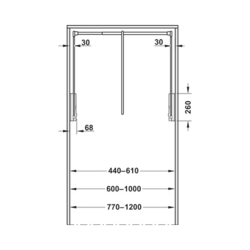 Thông số Tay nâng quần áo Hafele 805.20.557 Thông số Tay nâng quần áo Hafele 805.20.557