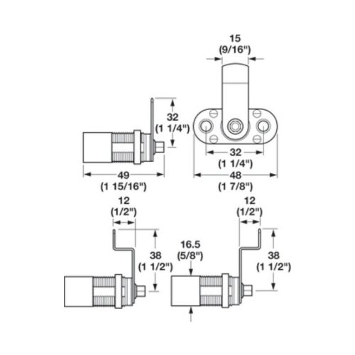 Thông số thân khóa CAM nickel Hafele 235.09.000