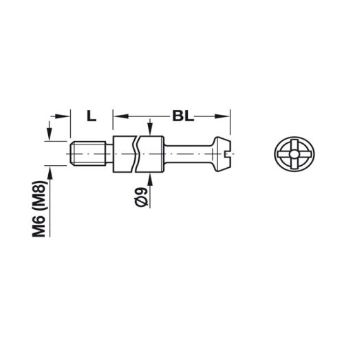Thông số thân ốc liên kết ren M6 Hafele 262.87.901