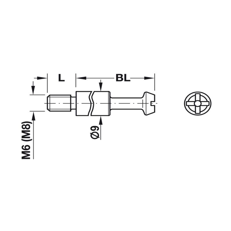 Thông số thân ốc liên kết ren M6 Hafele 262.87.901 Thông số thân ốc liên kết ren M6 Hafele 262.87.901