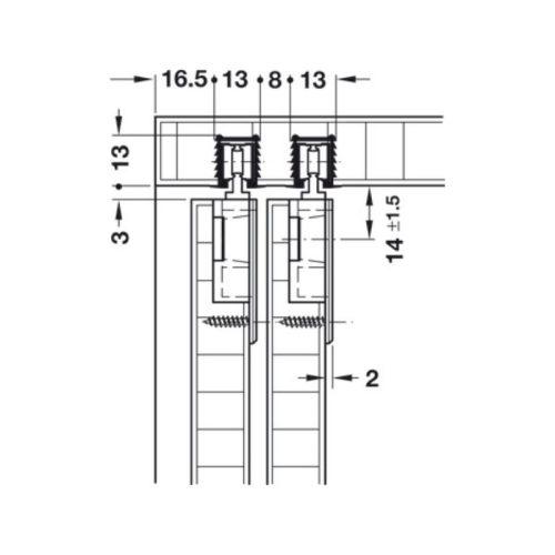 Thông số thanh trượt nhựa màu bạc 2m Hafele 404.71.902