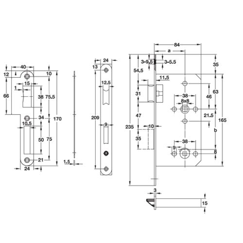 Thân Khóa Phòng Tắm C/C 78mm Hafele 911.02.157 3 911 02 157 1