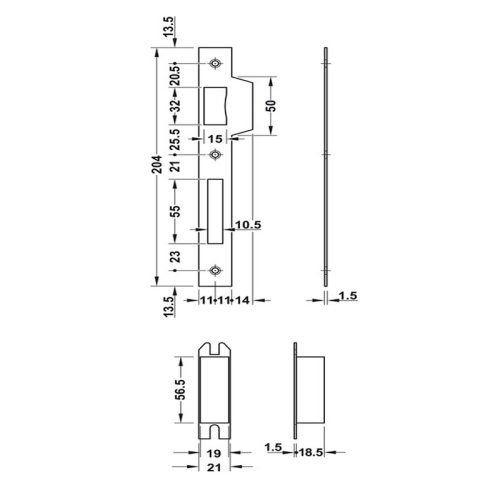 Thân khóa lưỡi gà chốt chết C/C 85mm Hafele 911.02.165 5 911 02 165 1 1