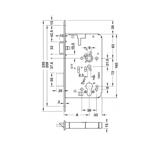 Thân khóa thoát hiểm Hafele 911.52.716 SDL E B 2326 BKS 3 kich thuoc than khoa thoat hiem hafele 911 52 716 sdl e b 2326 bks